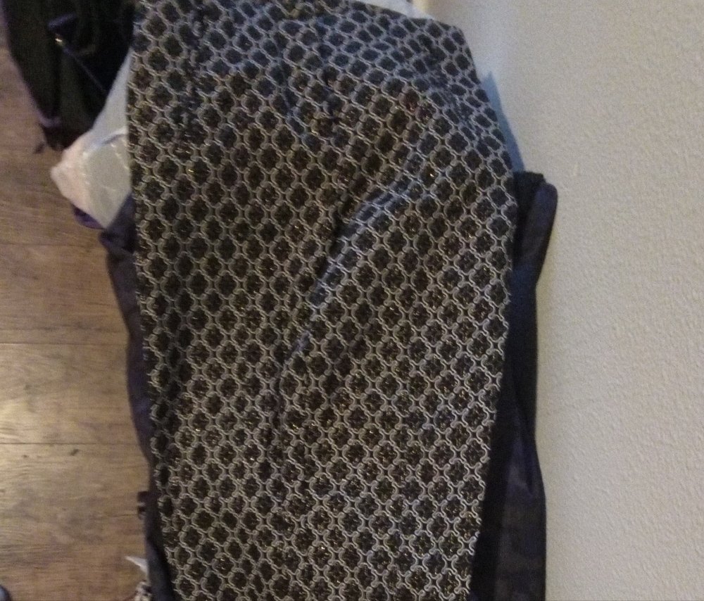 Hilary Radley Black, White And Gold Patterned Straight Leg Pants